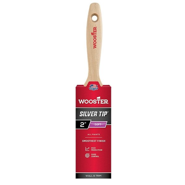 Wooster 2" Flat Sash Paint Brush, Silver CT Polyester Bristle, Wood Handle 5222